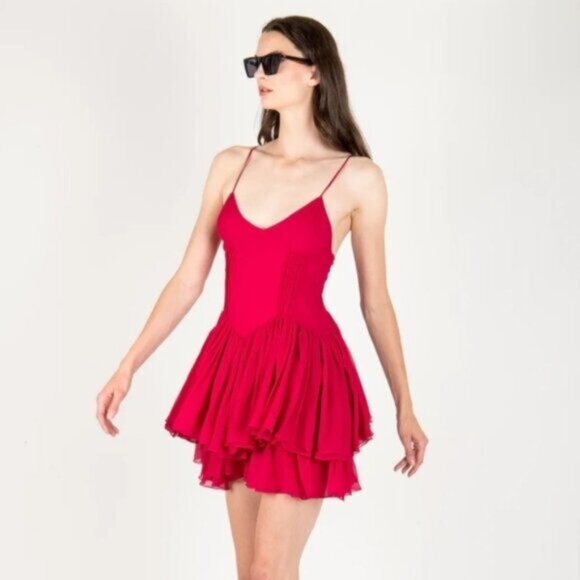 NWT Secret Mission Rasberry Ines Ruffle Mini Dress - Picture 4 of 16